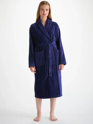 Derek Rose Sleep & Lounge|View All>Bathrobe Navy Blue