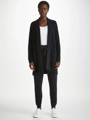 Derek Rose Cashmere Sets|View All>Cardigan And Track Pants Set Navy