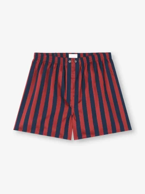 Derek Rose Boxer Shorts|View All>Classic Fit Boxers Navy Blue & Red