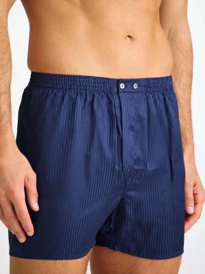 Derek Rose Silk Boxer Shorts|View All>Classic Fit Boxers Navy Blue