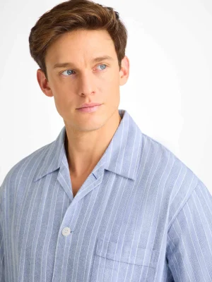 Derek Rose Warm Pyjamas|View All>Classic Fit Pyjamas Mid Blue