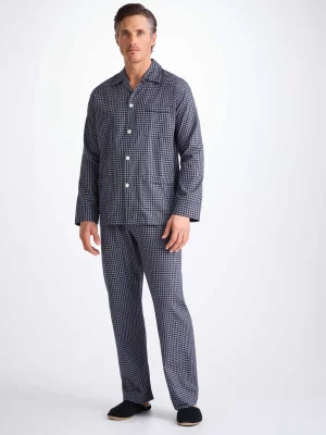Derek Rose Warm Pyjamas|View All>Classic Fit Pyjamas Navy Blue