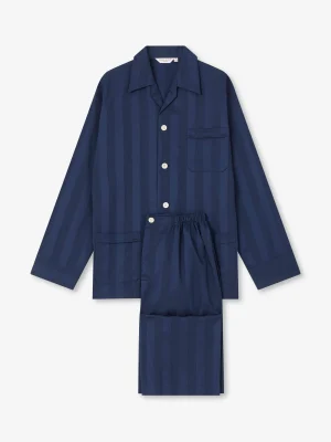 Derek Rose Mid Weather Pyjamas|View All>Classic Fit Pyjamas Navy Blue