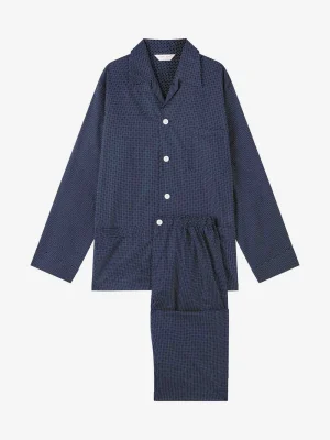 Derek Rose Long Pyjamas|View All>Classic Fit Pyjamas Navy Blue