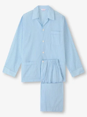 Derek Rose Lightweight Pyjamas|View All>Classic Fit Pyjamas Light Blue