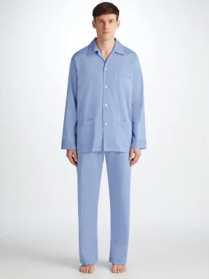 Derek Rose Long Pyjamas|View All>Classic Fit Pyjamas Mid Blue