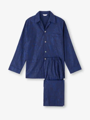 Derek Rose Mid Weather Pyjamas|View All>Classic Fit Pyjamas Navy Blue