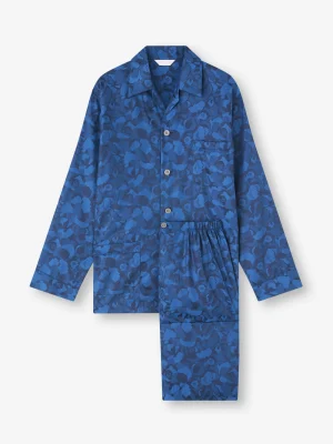 Derek Rose Mid Weather Pyjamas|View All>Classic Fit Pyjamas Navy Blue