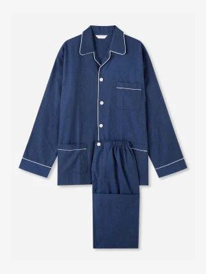 Derek Rose Warm Pyjamas|View All>Classic Fit Pyjamas Navy Blue