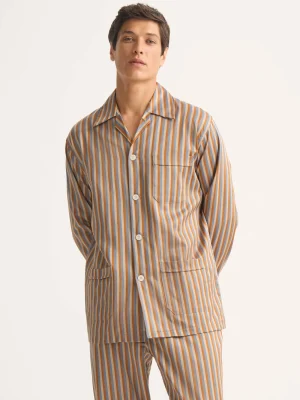 Derek Rose Cotton Pyjamas|View All>Classic Fit Pyjamas Brown & Blue Multi