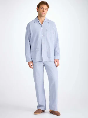 Derek Rose Warm Pyjamas|View All>Classic Fit Pyjamas Light Blue