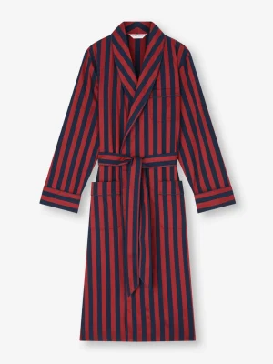 Derek Rose Dressing Gowns|View All>Dressing Gown Navy Blue & Red