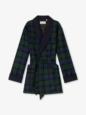 Derek Rose Smoking Jackets|View All>Dressing Gown Navy Blue