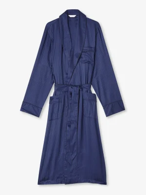 Derek Rose Dressing Gowns|View All>Dressing Gown Navy Blue