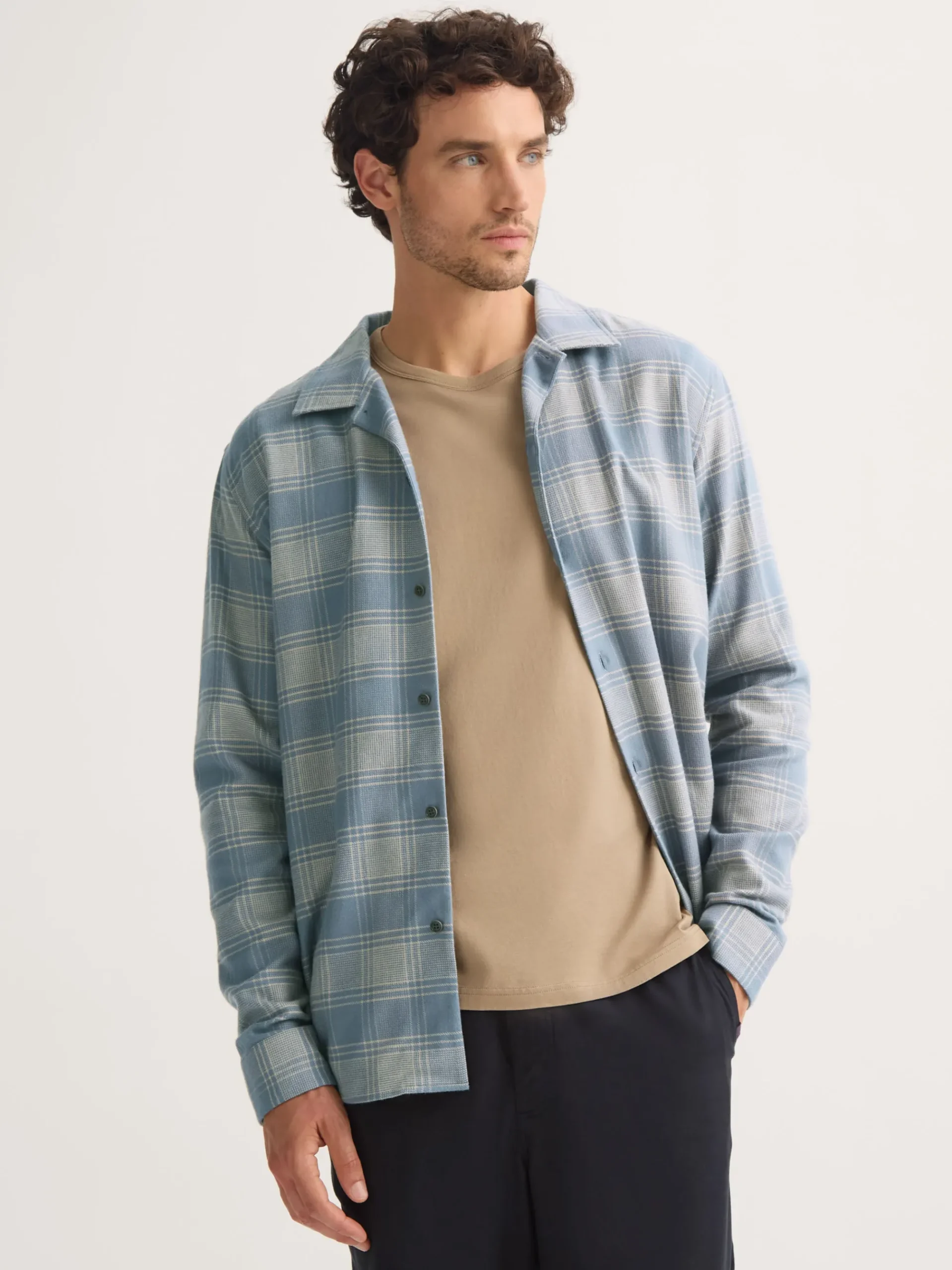 flannel-overshirt-pmgANeOv-1.webp Derek Rose T-Shirt & Tops|View All>Flannel Overshirt Storm Blue & Ecru