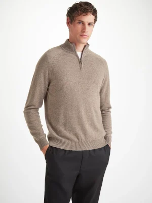 Derek Rose Sweaters|View All>Half-Zip Sweater Mole Heather