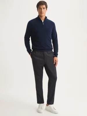 Derek Rose Sweaters|View All>Half-Zip Sweater Navy Blue