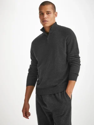 Derek Rose Cashmere Sets|View All>Half-Zip Sweater And Track Pants Set Charcoal