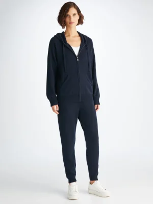 Derek Rose Cashmere Sets|View All>Hoodie And Track Pants Set Navy