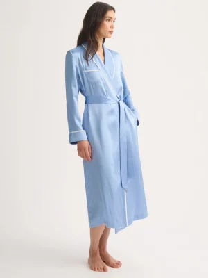 Derek Rose Gowns & Robes|View All>Long Dressing Gown Cloud Blue