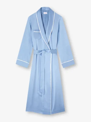 Derek Rose Gowns & Robes|View All>Long Dressing Gown Cloud Blue
