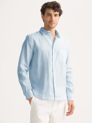 Derek Rose Shirts|View All>Long Sleeve Shirt Blue & White