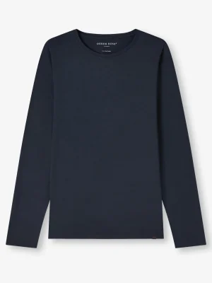 Derek Rose Long Sleeve T-Shirts|View All>Long Sleeve T-Shirt Navy Blue