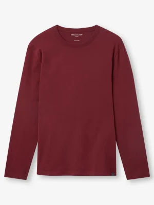 Derek Rose Long Sleeve T-Shirts|View All>Long Sleeve T-Shirt Burgundy