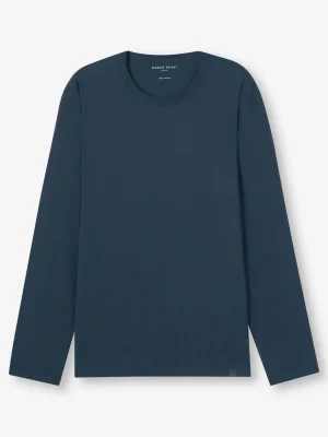 Derek Rose Long Sleeve T-Shirts|View All>Long Sleeve T-Shirt Navy Blue