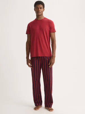 Derek Rose Lounge Trousers & Shorts|View All>Lounge Trousers Navy Blue & Red