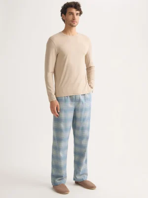 Derek Rose Lounge Trousers & Shorts|View All>Lounge Trousers Storm Blue & Ecru