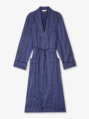 Derek Rose Gowns & Robes|View All>Men’s Dressing Gown Navy Blue