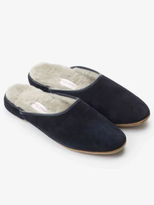 Derek Rose View All|View All>Mule Slippers Navy Blue
