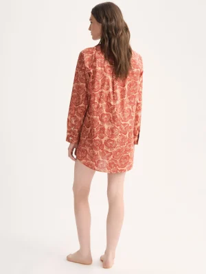 Derek Rose Lightweight Pyjamas|View All>Nightshirt Red & Peach