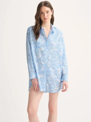 Derek Rose Lightweight Pyjamas|View All>Nightshirt Light Blue & White