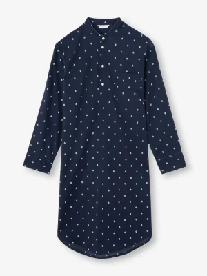 Derek Rose Lightweight Pyjamas|View All>Nightshirt Navy Blue