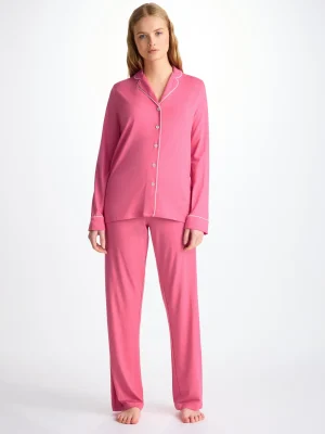 Derek Rose Mid Weight Pyjamas|View All>Pyjamas Flamingo Pink