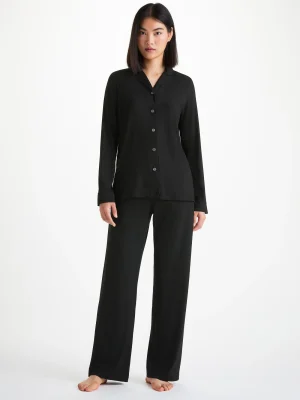 Derek Rose Mid Weight Pyjamas|View All>Pyjamas Black