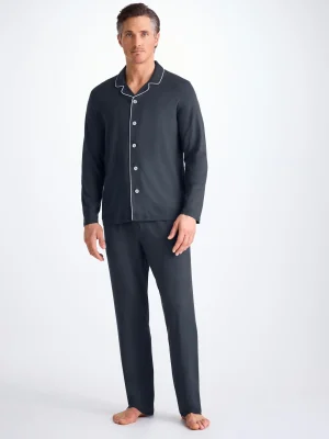 Derek Rose Mid Weather Pyjamas|View All>Pyjamas Navy Blue