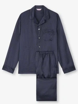 Derek Rose Lightweight Pyjamas|View All>Pyjamas Navy Blue