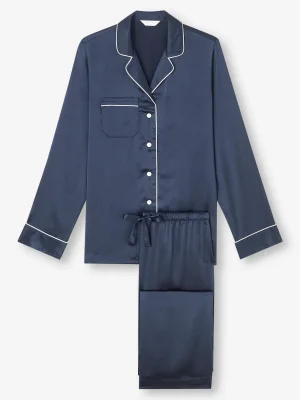 Derek Rose Mid Weight Pyjamas|View All>Pyjamas Navy Blue