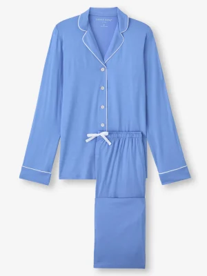 Derek Rose Mid Weight Pyjamas|View All>Pyjamas Cornflower Blue