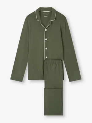 Derek Rose Mid Weather Pyjamas|View All>Pyjamas Evergreen