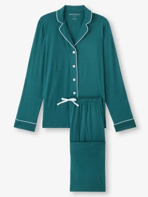 Derek Rose Mid Weight Pyjamas|View All>Pyjamas Jungle Green