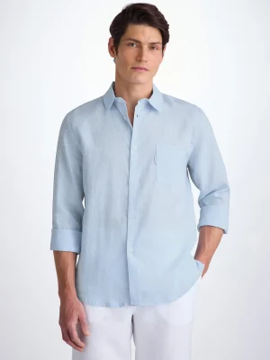 Derek Rose Resort Wear|View All>Shirt Sky Blue