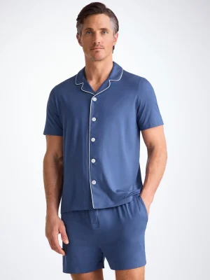 Derek Rose Mid Weather Pyjamas|View All>Short Pyjamas Sapphire