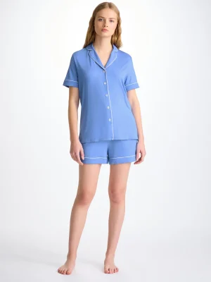 Derek Rose Short Pyjamas|View All>Short Pyjamas Cornflower Blue