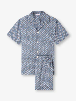 Derek Rose Lightweight Pyjamas|View All>Short Pyjamas Blue Multi