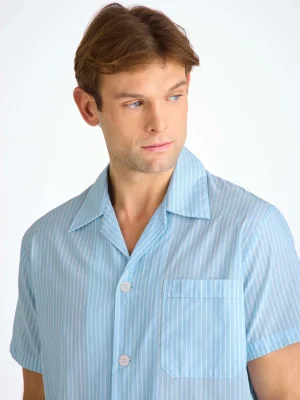 Derek Rose Lightweight Pyjamas|View All>Short Pyjamas Light Blue