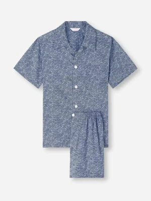 Derek Rose Lightweight Pyjamas|View All>Short Pyjamas Navy Blue